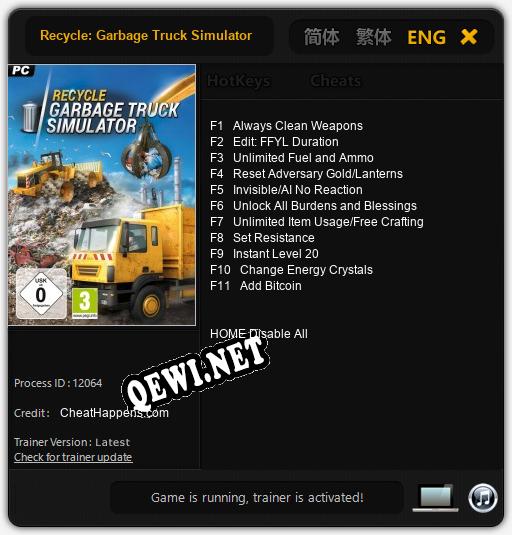 Трейнер для Recycle: Garbage Truck Simulator [v1.0.1]