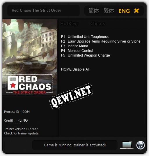 Red Chaos The Strict Order: ТРЕЙНЕР И ЧИТЫ (V1.0.77)