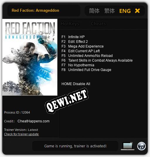 Red Faction: Armageddon: Трейнер +8 [v1.8]