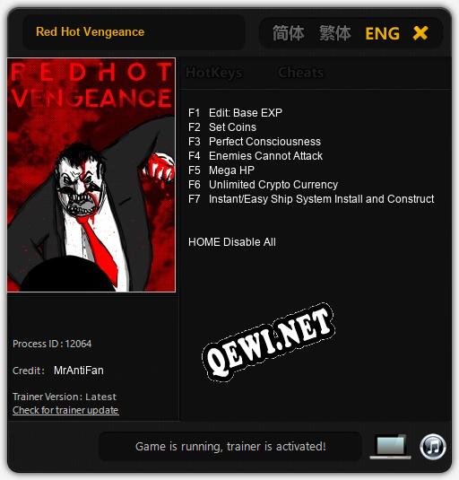 Трейнер для Red Hot Vengeance [v1.0.5]