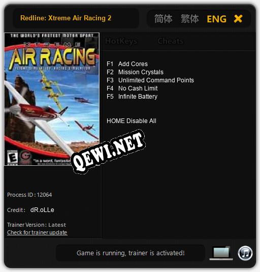 Трейнер для Redline: Xtreme Air Racing 2 [v1.0.4]