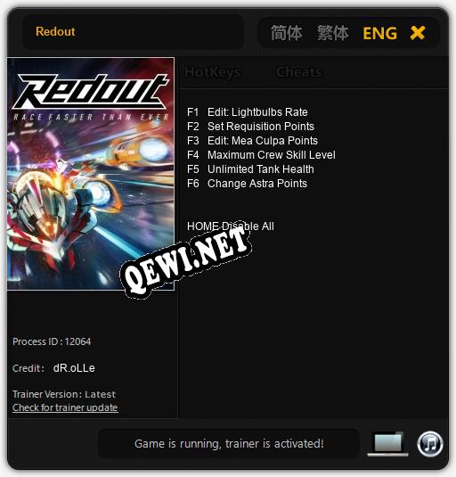 Трейнер для Redout [v1.0.9]