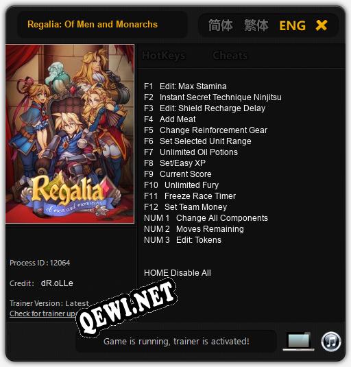 Regalia: Of Men and Monarchs: ТРЕЙНЕР И ЧИТЫ (V1.0.34)