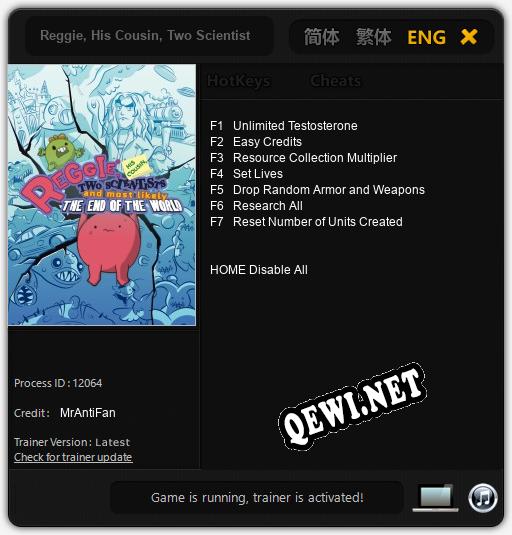 Reggie, His Cousin, Two Scientists and Most Likely the End of the World: Читы, Трейнер +7 [MrAntiFan]
