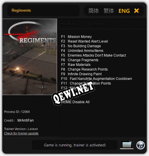 Трейнер для Regiments [v1.0.1]