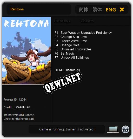 Трейнер для Rehtona [v1.0.3]