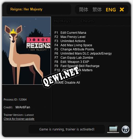 Трейнер для Reigns: Her Majesty [v1.0.4]