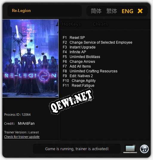 Re-Legion: Трейнер +11 [v1.9]