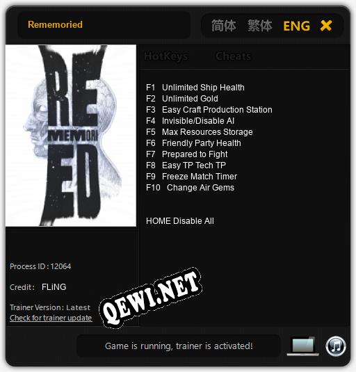 Rememoried: Читы, Трейнер +10 [FLiNG]