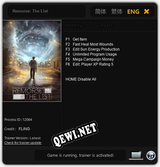 Remorse: The List: ТРЕЙНЕР И ЧИТЫ (V1.0.4)