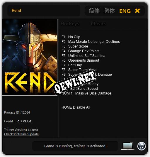 Rend: Читы, Трейнер +13 [dR.oLLe]