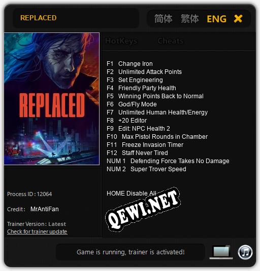 Трейнер для REPLACED [v1.0.7]