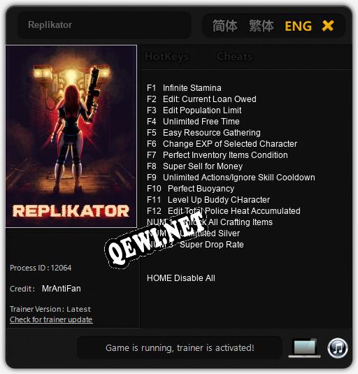 Трейнер для Replikator [v1.0.2]