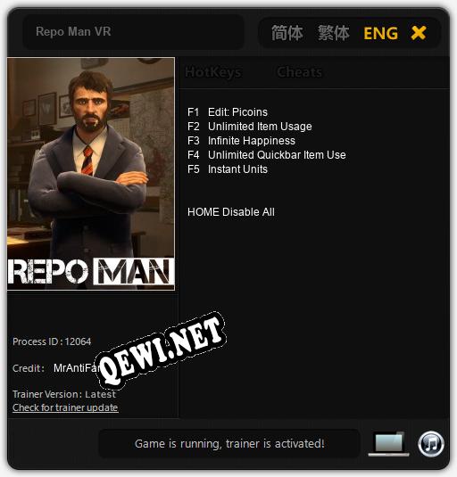 Трейнер для Repo Man VR [v1.0.9]