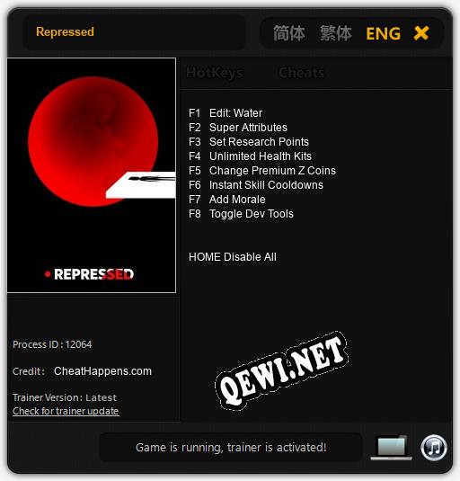 Repressed: Трейнер +8 [v1.9]