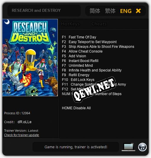 Трейнер для RESEARCH and DESTROY [v1.0.3]