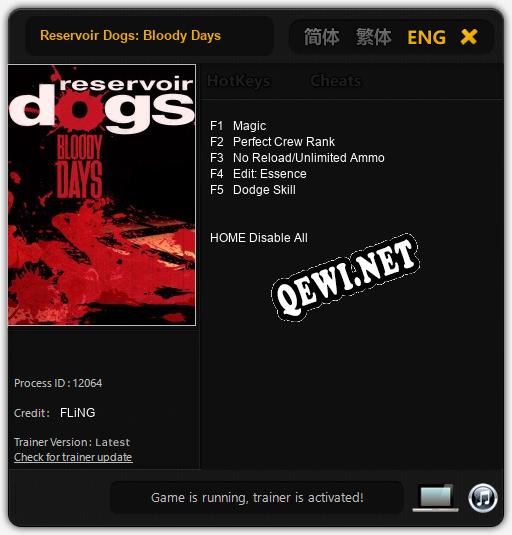 Reservoir Dogs: Bloody Days: ТРЕЙНЕР И ЧИТЫ (V1.0.27)