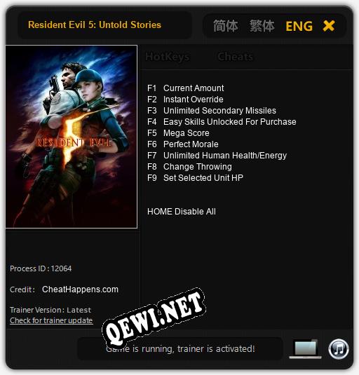 Resident Evil 5: Untold Stories: Трейнер +9 [v1.5]