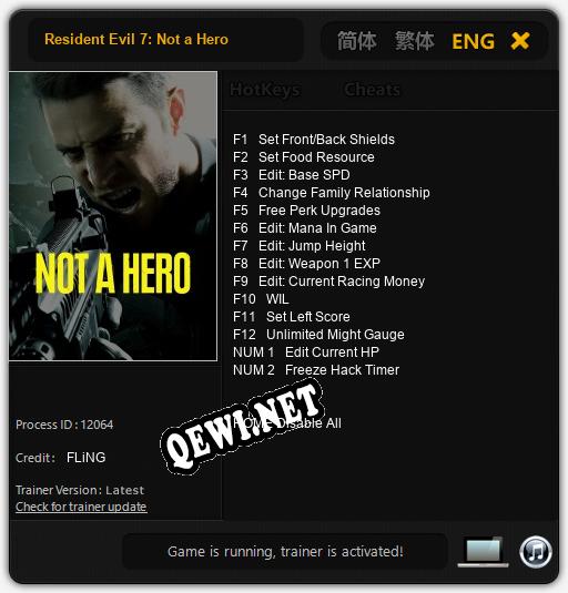 Трейнер для Resident Evil 7: Not a Hero [v1.0.6]