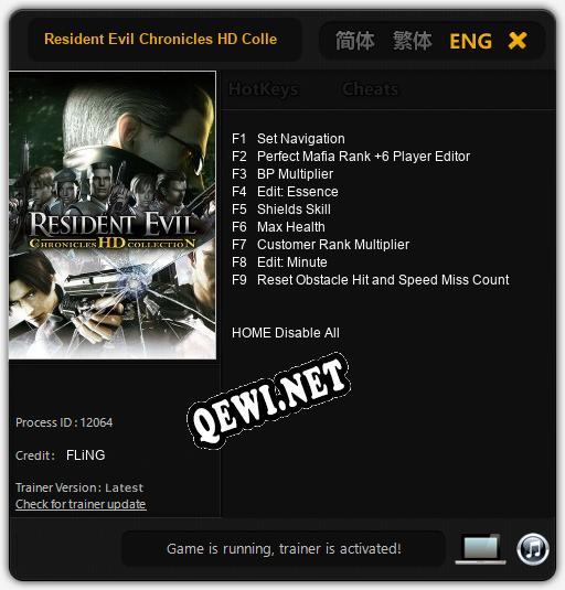 Resident Evil Chronicles HD Collection: ТРЕЙНЕР И ЧИТЫ (V1.0.76)