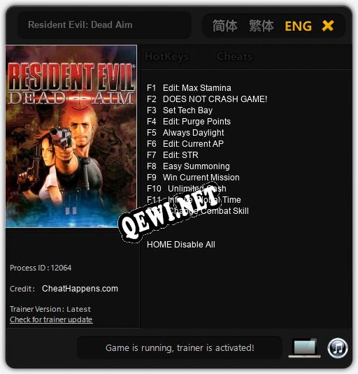 Resident Evil: Dead Aim: Читы, Трейнер +12 [CheatHappens.com]