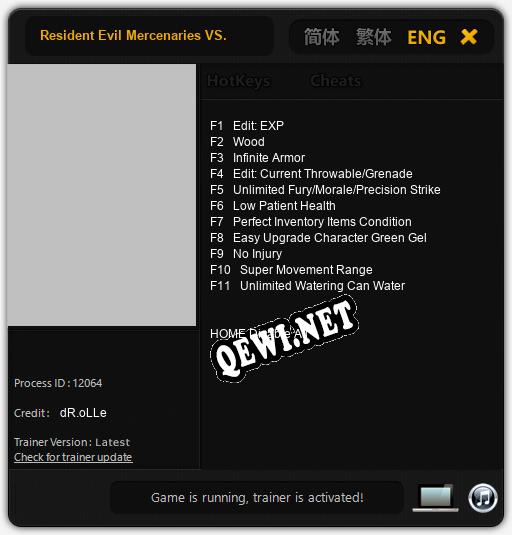 Resident Evil Mercenaries VS.: ТРЕЙНЕР И ЧИТЫ (V1.0.99)