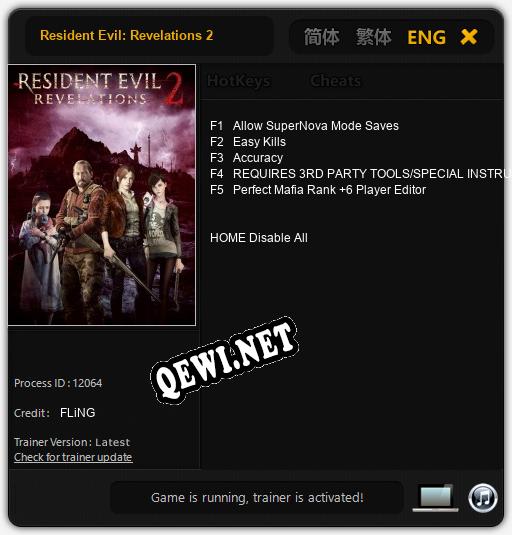 Трейнер для Resident Evil: Revelations 2 [v1.0.5]