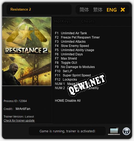 Resistance 2: ТРЕЙНЕР И ЧИТЫ (V1.0.29)