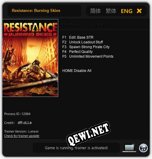 Resistance: Burning Skies: ТРЕЙНЕР И ЧИТЫ (V1.0.86)