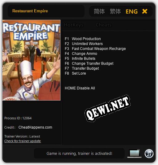 Restaurant Empire: Трейнер +8 [v1.9]