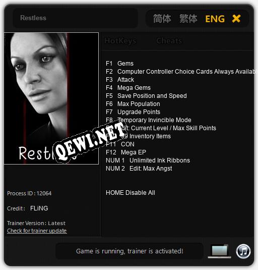 Restless: Трейнер +14 [v1.4]