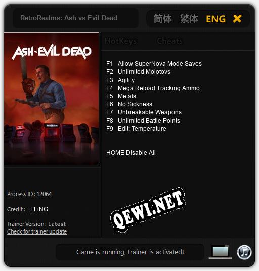 Трейнер для RetroRealms: Ash vs Evil Dead [v1.0.6]