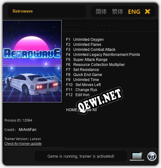 Retrowave: Трейнер +12 [v1.5]