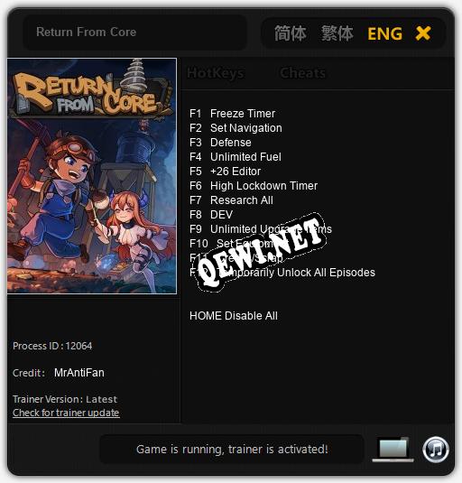 Return From Core: Трейнер +12 [v1.2]