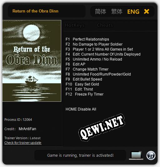 Return of the Obra Dinn: Читы, Трейнер +12 [MrAntiFan]