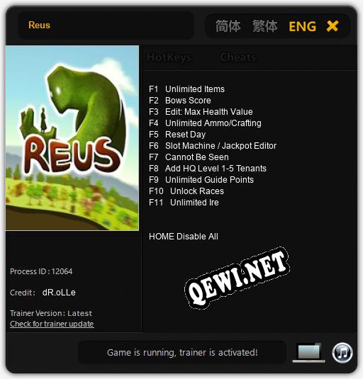 Reus: ТРЕЙНЕР И ЧИТЫ (V1.0.13)