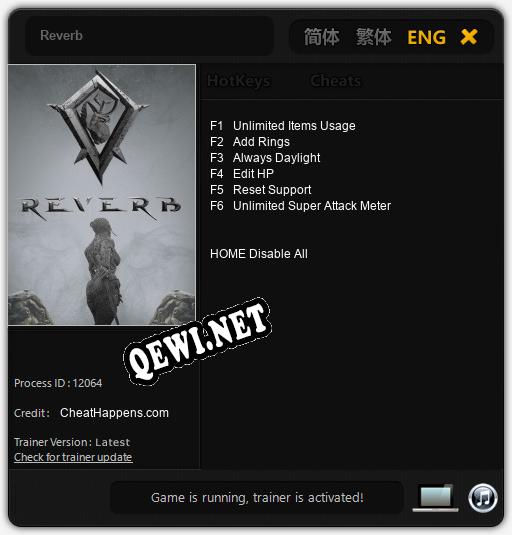 Reverb: Читы, Трейнер +6 [CheatHappens.com]