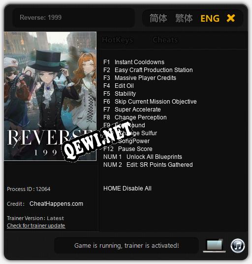 Reverse: 1999: Читы, Трейнер +14 [CheatHappens.com]