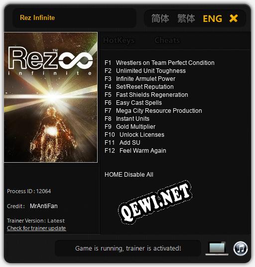 Rez Infinite: Трейнер +12 [v1.8]