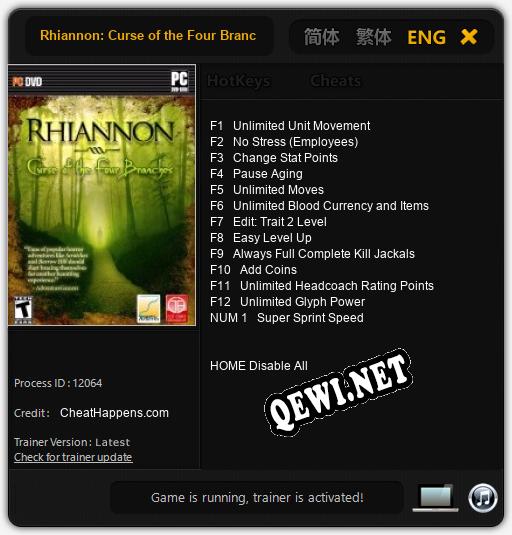 Трейнер для Rhiannon: Curse of the Four Branches [v1.0.2]