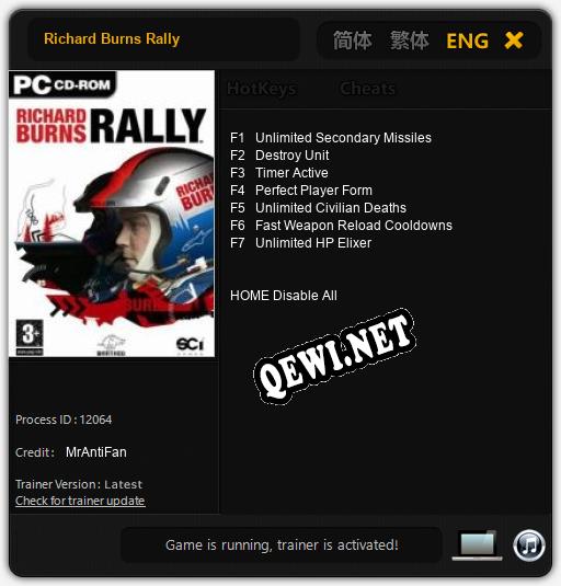 Richard Burns Rally: ТРЕЙНЕР И ЧИТЫ (V1.0.14)