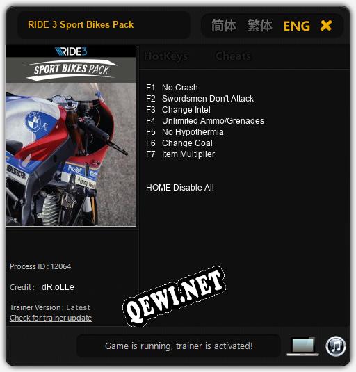 RIDE 3 Sport Bikes Pack: Читы, Трейнер +7 [dR.oLLe]