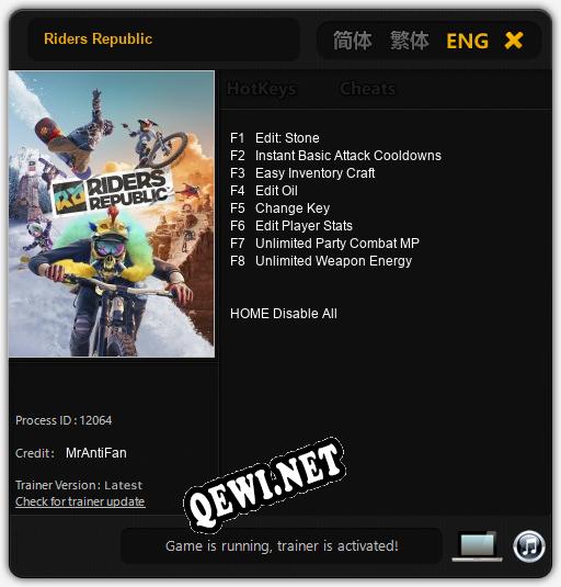 Riders Republic: Трейнер +8 [v1.1]