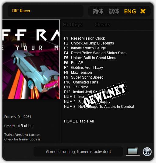 Riff Racer: ТРЕЙНЕР И ЧИТЫ (V1.0.1)