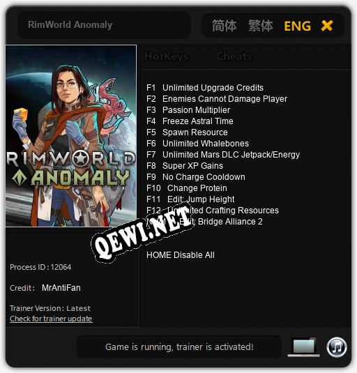 Трейнер для RimWorld Anomaly [v1.0.3]