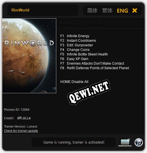 Трейнер для RimWorld [v1.0.1]