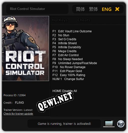 Трейнер для Riot Control Simulator [v1.0.8]
