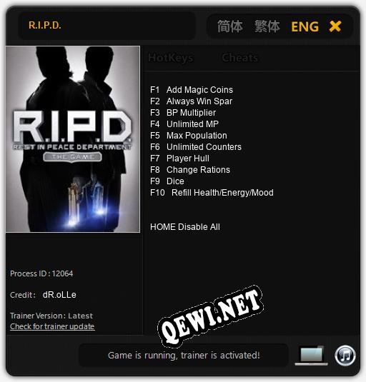 Трейнер для R.I.P.D. [v1.0.3]