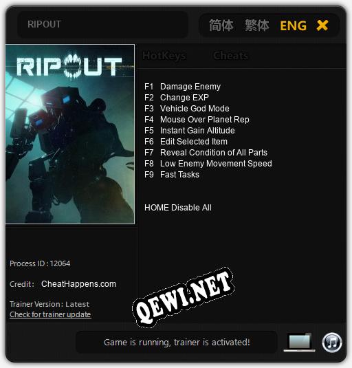 Трейнер для RIPOUT [v1.0.1]