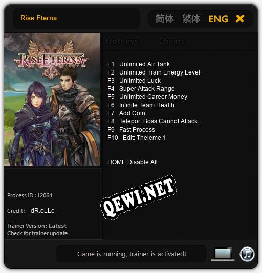 Rise Eterna: Читы, Трейнер +10 [dR.oLLe]